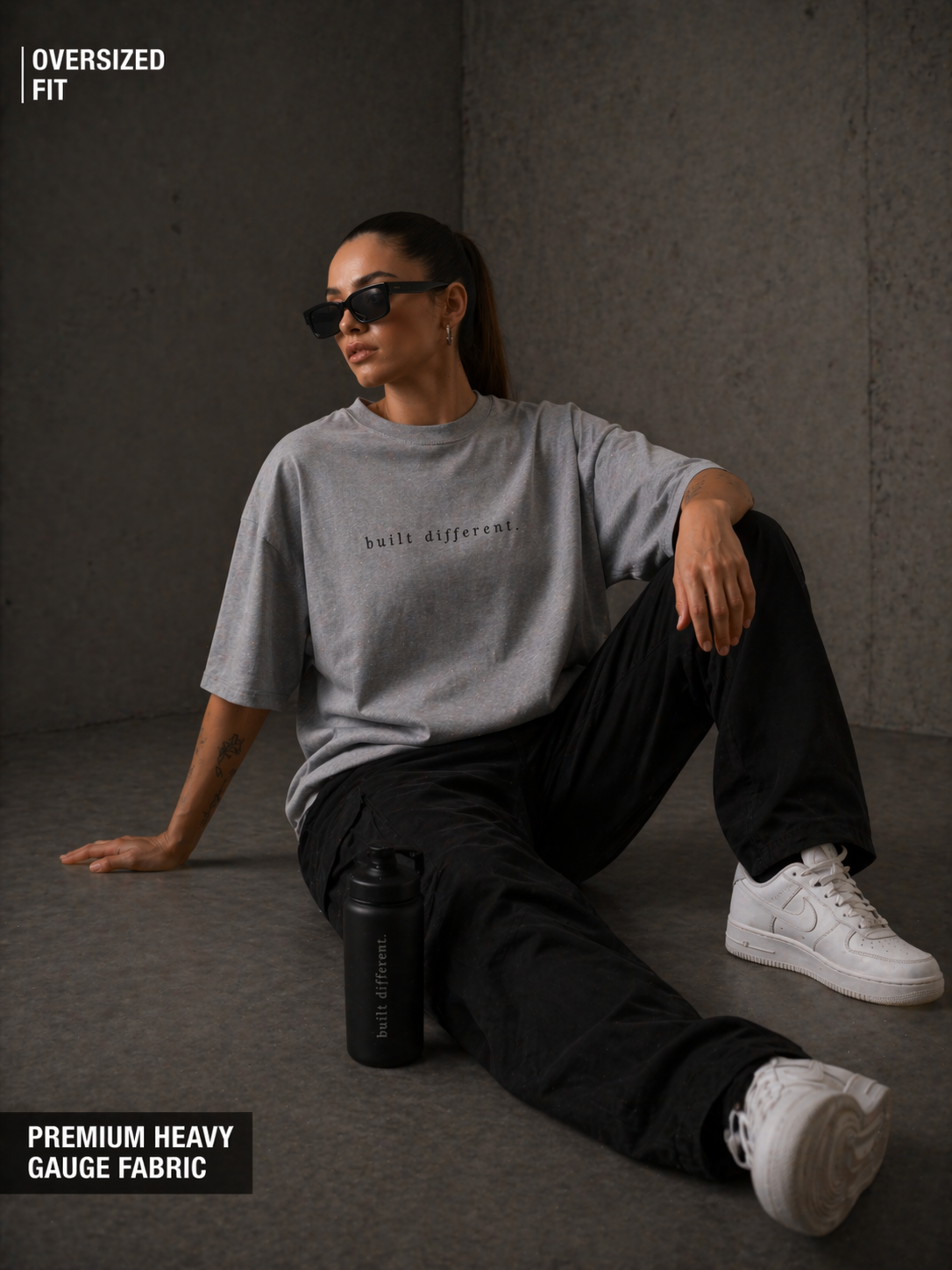 Built Different Oversized T-Shirt (White & Grey)