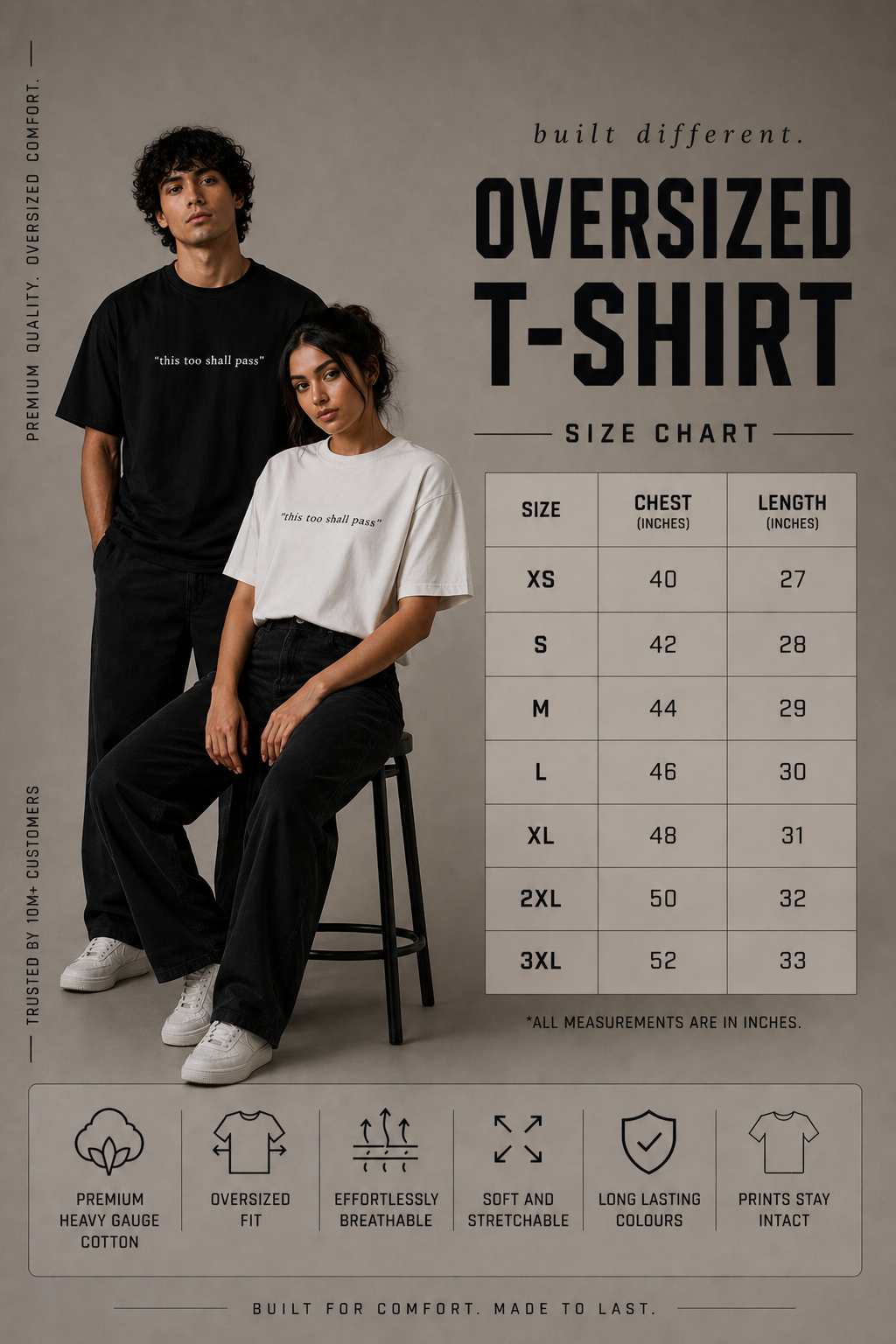 This Too Shall Pass Oversized Tee (Black & Navy Blue)